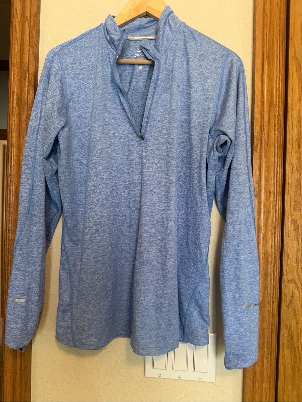 Nike Women's Heather Light Blue Long Sleeve Half-Zip Performance Top